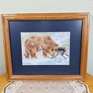 Framed Wall Art Brown Bear Outdoor Matted Framed Cabincore Rustic Cabin Vintage